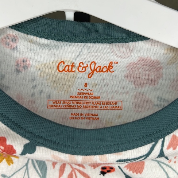 CAT & JACK PAJAMAS  SOFT ELASTIC WAISTBAND SPRING FLOWERS & STRIPES SIZE 8 - Picture 8 of 9